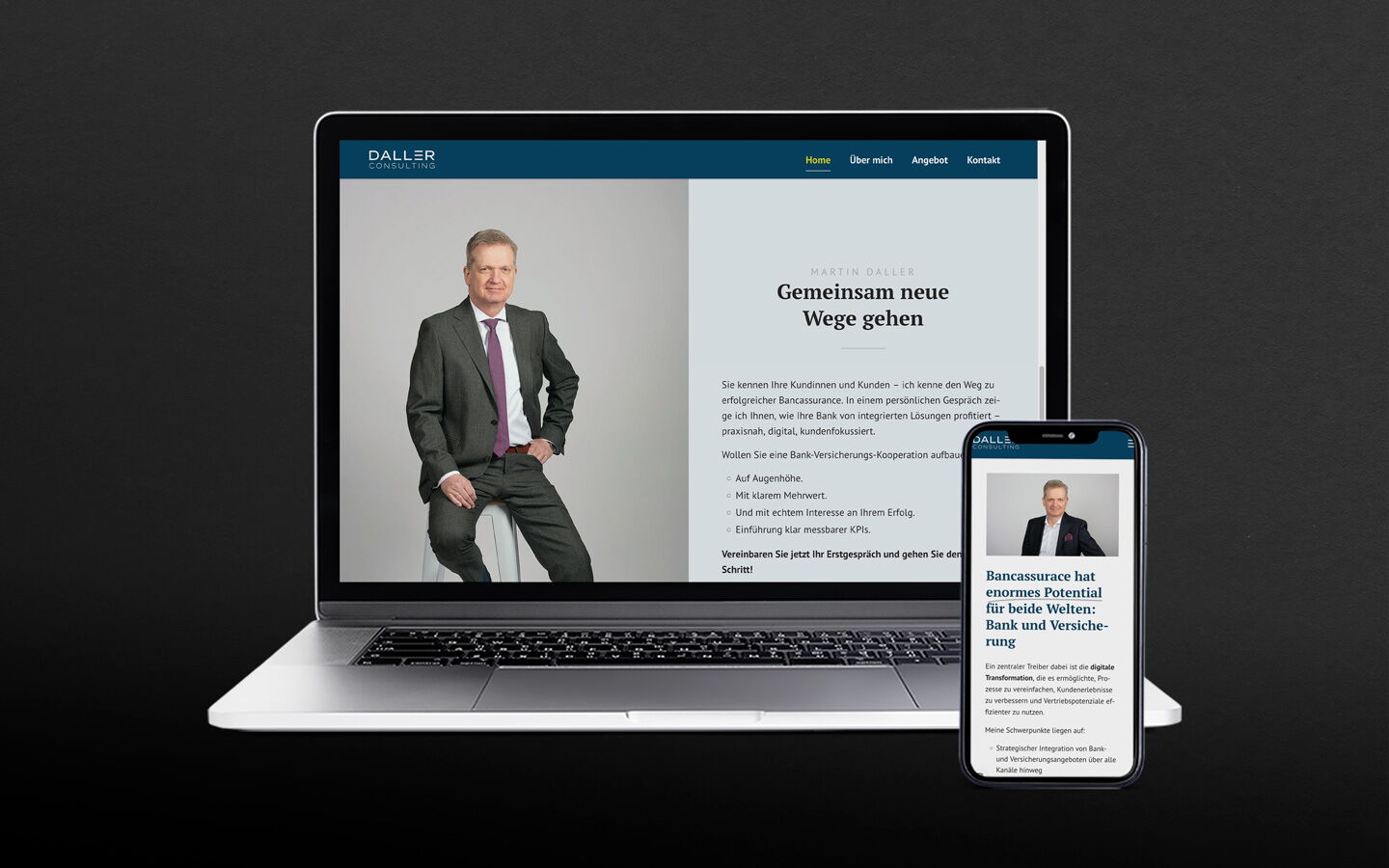 Mockup der neuen Website von Daller Consulting
